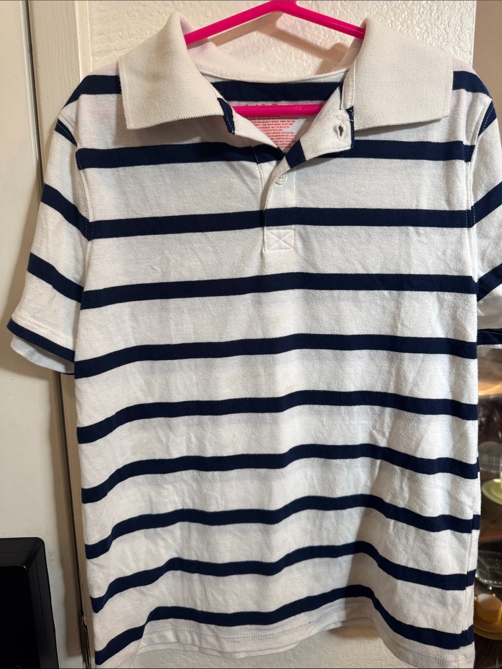Cat & Jack White and Navy Striped Polo Shirt